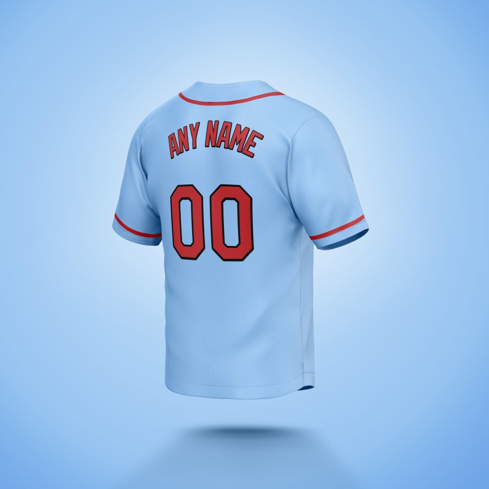 Baby blue and red baseball jersey cheap