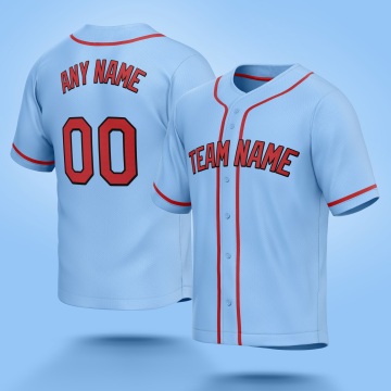Customized Light Blue Red Red Baseball Jersey
