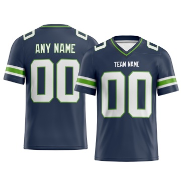 Customized Navy White White Printed Football Jersey
