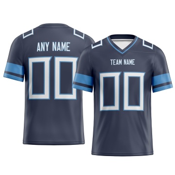 Customized Navy White White Printed Football Jersey