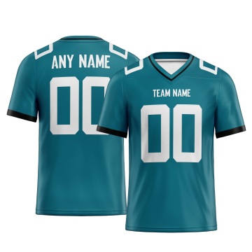 Customized Teal White White Printed Football Jersey