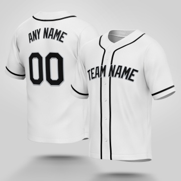 Customized White Black Black Baseball Jersey